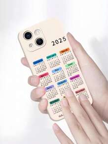Funda de teléfono con calendario 2025 compatible con iPhone 16/15/14/13/12/11, series A y S, funda protectora de cobertura completa - Funda de teléfono con motivo crossover de Año Nuevo - Multicolor - Ver 5