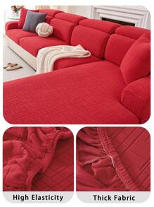 1pc Water-Resistant, Non-Slip Sofa Seat Cover, Elastic Stretch, Pet Friendly, Solid Color Sofa Slipcover Fits L-Shaped Sectional & 1/2/3/4 Seater Sofa, All Season Use