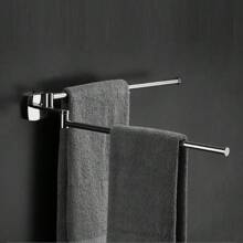 霖洁卫浴免打孔壁挂旋转毛巾架浴室置物架多层挂杆卫生间挂式折叠