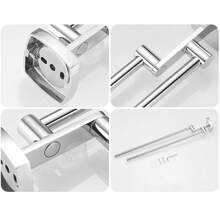 霖洁卫浴免打孔壁挂旋转毛巾架浴室置物架多层挂杆卫生间挂式折叠