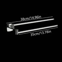 霖洁卫浴免打孔壁挂旋转毛巾架浴室置物架多层挂杆卫生间挂式折叠