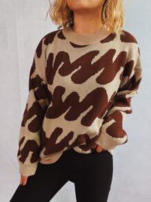 Women's Plus Size Sweater Long Sleeve Crew Neck Casual Knitted Pullover Streetwear