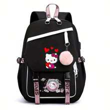 Sanrio Sanrio Hello Kitty Cute Large Capacity Backpack, Student Backpack Simple Casual Backpack With Headphone Jack And Charging Port
