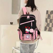 Sanrio Sanrio Hello Kitty Cute Large Capacity Backpack, Student Backpack Simple Casual Backpack With Headphone Jack And Charging Port