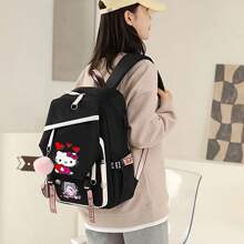 Sanrio Sanrio Hello Kitty Cute Large Capacity Backpack, Student Backpack Simple Casual Backpack With Headphone Jack And Charging Port