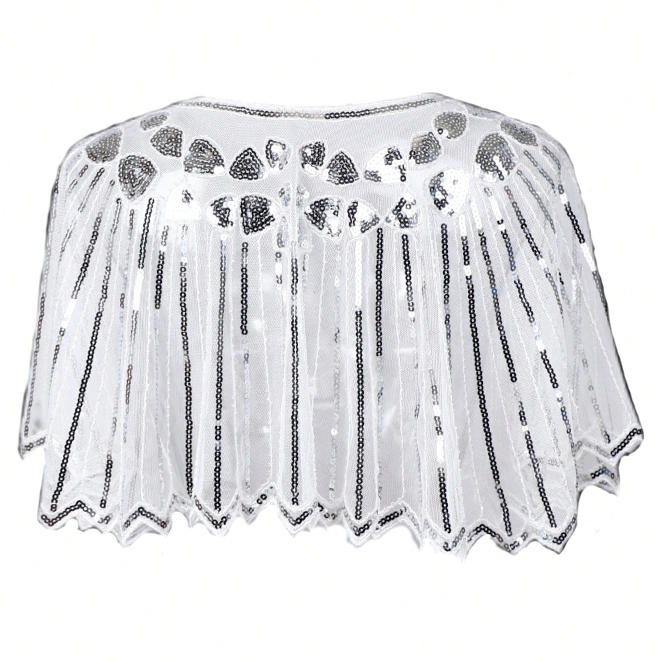 Glitter Black Sequins 1920s Cape with Beading