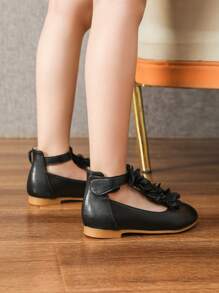 Black Flat Shoes For Girls, Children, Toddler, Spring, Little Girls Fashion Shoes - Black - View 3