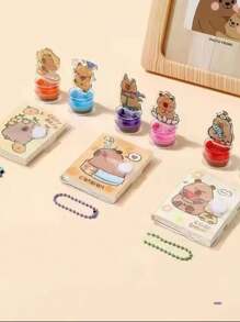Conjunto De 3 Pcs De Capivara Carimbo De Desenho Animado Bonitinhos Com Bloco De Notas Para Escrever