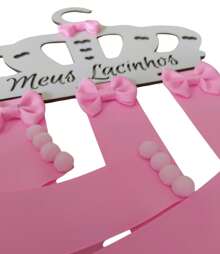 Porta Laços de menina infantil, organizador em MDF Meus Lacinhos