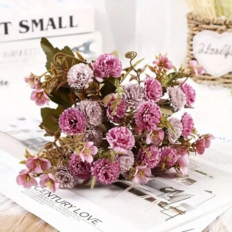 2 件装人造花家居装饰玫瑰花装饰卧室植物人造花假花婚礼装饰礼物