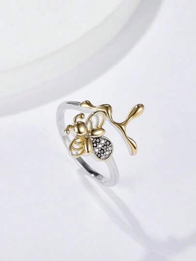THINTIME Nhẫn ong thời trang có thể điều chỉnh, phù hợp cho cả nam và nữ, đeo hàng ngày, quà tặng Giáng sinh, tiệc cưới, ngày lễ tình nhân, mẹ, mẹ, ngày của mẹ, quà tặng