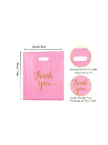 100入組/包粉色的謝謝購物禮品袋適用於派對和禮物 - 粉色 - 查看 3