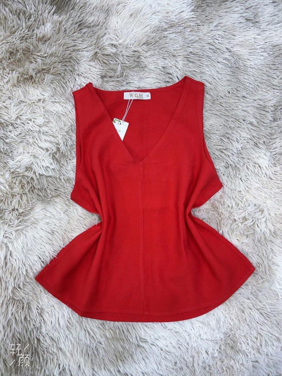Women's Social Blouse Tank Top Wide Strap Marrant Fabric Fashion - Đỏ - Xem 1