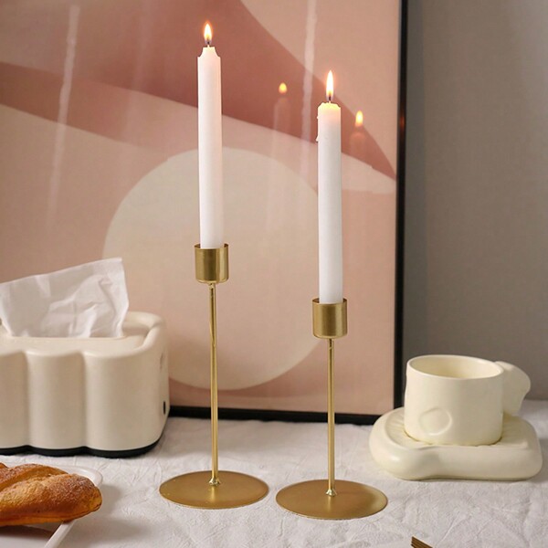 1pc/2pcs/3pcs Large & Small Candle Holders, Elegant Candle Holders For Romantic Candlelight Dinner, Simple & Chic Home Dining Table Decor, No Candles Included