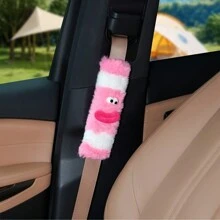 1pc Double-Colored Plush Shoulder Protector With Cartoon Big Eyes Safety Belt Cover - one-size - View 2