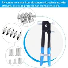 SHMSHNG 86Pcs/Set M3-M8 Blind Rivet Nut Threaded Rivet Insert Tool Hand Riveting Kit For Riveter Tool - Blue - View 6