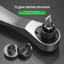 1pc Mini Chromium Vanadium Steel 1/4inch Ratchet Screwdriver Wrench,72 Teeth Household Hardware Manual 10pcs Screwdriver Set, Tools For Men - Multicolor - View 5