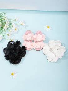 Baby Girls Cute Stripe & Floral Hook-And-Loop Flat Sandals - White - View 1