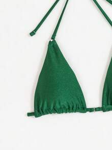 getzwa 女士新款纯绿色 3 件套比基尼套装，包括不对称金属装饰裙，性感优雅夏季海滩度假比基尼套装