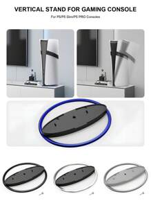 1pc PS 5 Console Vertical Stand For PS 5, PS 5 Slim, PS 5 Pro, Universal Metal Round Dock Base Stand, Anti-Slip Mount For Play Station5 Disc And Digital Editions, Desktop Bracket Accessories.