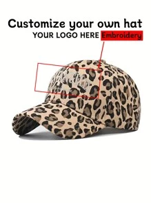 1pc Custom Embroidered Letter & Leopard Print Baseball Cap, Fashionable, Personalized, Unique Leopard Pattern Cap, Suitable As Birthday, Valentine's Day, Holiday Gift For Fashionable Him, Friends, Family (Leopard Print Position Random) - Leopard Print Baseball Cap - View 3