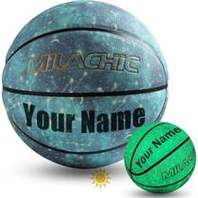Customized Personalized Basketball, Glow In The Dark Personalized Basketball Gift Size 7 (29.5") / Size 6 (28.5") / Size 5 (27.5"), Custom Name, Text, Logo, Photos On Basketball - Purple - View 2