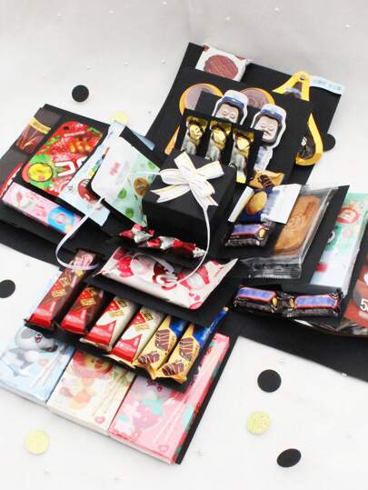 Set de 16 piezas Caja de regalo con explosión roja/azul - Caja de regalo sorpresa, accesorios creativos DIY para álbum de fotos, bocadillos, regalos de pareja para cumpleaños, propuestas, Día de San Valentín, fiesta de graduación/jubilación/Año Nuevo