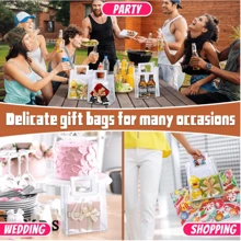 6 Stück - transparente Geschenktüte mit Griff, kleine transparente PVC-Geschenktüte aus schwerem Material, wiederverwendbare PVC-Tasche, Geschenktüte für Hochzeit, Shopping, Brautjungfern-Geschenk, Valentinstag-Geschenk