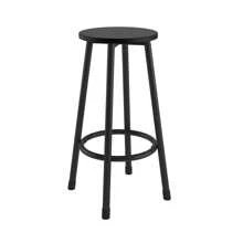 5-Piece Rural Kitchen Table With Four Bar Stools Metal Frame And MDF Black