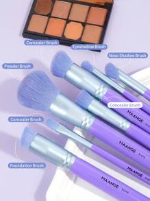 MAANGE 23Pcs Professional Makeup Tool Set With 7pcs Facial Makeup Brushes+16pcs Powder Puff Accessories,Foundation Brush Concealer Brush Powder Brush Contour Brush Eyeshadow Brush Nose Shadow Brush Smudge Brush,Makeup Tools With Soft Fiber And Skin Friendly For Easy Carrying,Brush For Travel,Gift For Women&Girls - 紫色 - 查看 6