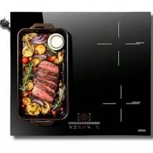 Plug In Induction Hob 4 Zones 60cm Electric Hob Flexible Zone Griddle Plate Built-In 2800W Slider Touch Timer Child Safety Lock Pause Function 13 Amp - SlideTouchControlWithFlexibleZone-60CM-4ZonewithBSPlug - View 1