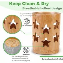 Bamboo Toothbrush Holder Bamboo Toothbrush Accessories Toothbrush Pen Makeup Brush Organizer  (Circular )