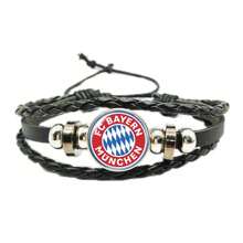 1pc Football Club Crystal PU Leather Bracelet For Men & Women Sports Fans