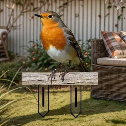 1 件，红衣主教花园桩，2D 亚克力阳光捕手，适用于户外装饰、盆栽、草坪、花盆装饰、节日动物主题节日配件