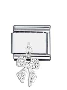 1 件 2025 情人节顶级时尚蝴蝶结、心形花朵流苏 DIY 意大利模块化魅力情侣手链不锈钢珠宝制作配件，适合节日礼物、派对、日常装扮