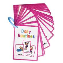 38 Tarjetas didácticas de rutinas diarias para bebé y preescolar, juguetes educativos Montessori de aprendizaje de inglés - Multicolor - Ver 6