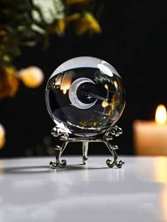 2st(Ball+Base), 60mm Meteor Moon, Base Carved 3D Crystal Ball Decoration, Home Decoration, Holiday Presents, Moon Festival Decoration, Födelsedagsdekoration