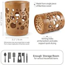 Bamboo Toothbrush Holder Bamboo Toothbrush Accessories Toothbrush Pen Makeup Brush Organizer  (Circular )