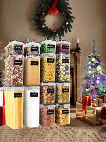 5/6/7/9/15/28pcs Kitchen Gadgets Sale,Non-Airtight Food Storage Containers With Labels And Markings - Pasta, Flour, Sugar And Grains Stay Fresh Longer,Storage,Gifts For Women,Christmas Stuff Clearance,Local Warehouse