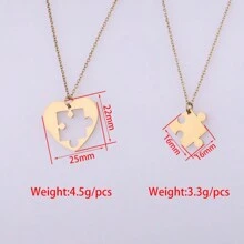 激光雕刻 2 件拼图项链，定制首字母吊坠，极简主义情侣珠宝，雕刻 2 件爱心项链，男女情侣项链，不锈钢/黑色/18K 镀金拼图吊坠 - 彩色 - 查看 11