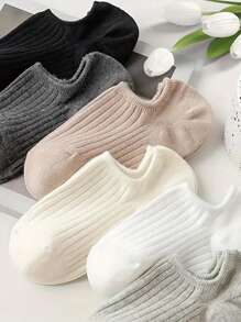 5 par damskich krótkich skarpetek, odporne na zapachy i wilgoć, jednokolorowe, niskie skarpetki, skarpetki typu "no show" na lato, białe