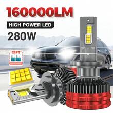 DrViAion 2pcs High Power 280W H4 H7 Car LED Headlights 160000LM H11 9005 HB3 9006 HB4 9007 HB5 9008 H13 9012 HIR2 LED Headlight Car Lights Bulbs For Auto - White - View 2