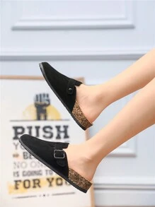 宽松大码拖鞋 - 舒适内衬，加厚防滑鞋底，女士软木底穆勒拖鞋，保暖时尚女士绒面革穆勒鞋，男士木屐配软木鞋垫，足弓支撑，户外沙滩拖鞋，室内拖鞋 - 黑色 - 查看 4