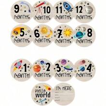 7pièces/set Cartes rondes en bois gravées recto-verso pour étapes de développement, cartes-cadeaux pour photographie, cartes mensuelles, étapes de développement photographique, fournitures scolaires, rentrée scolaire
