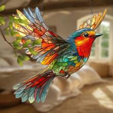 Grazioso suncatcher a forma di pettirosso - decorazione colorata da appendere alla finestra, perfetto per la decorazione di casa e giardino, regalo ideale per uomini, donne, anniversari familiari, compleanni, inaugurazioni di casa