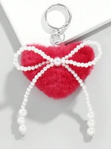 心形珍珠蝴蝶结钥匙扣 Y2k 蝴蝶结钥匙圈甜美包包汽车钥匙吊饰配饰女士女孩可爱心形钥匙扣，Y2K 珍珠蝴蝶结钥匙扣配饰，手袋美学包饰，汽车钥匙仿珍珠甜美蝴蝶结心形背包吊坠奢华吊坠钥匙扣情人节礼物新年礼物生日礼物时尚男女皆宜 - 彩色 - 查看 4