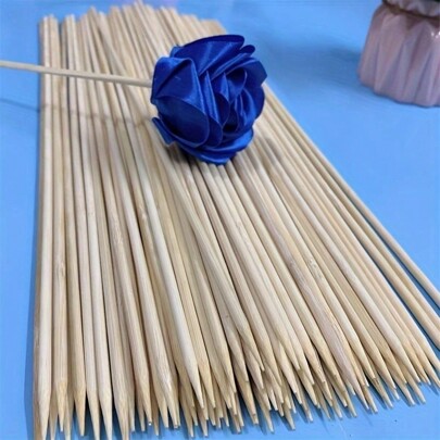 40pcs Floral Craft Bamboo Picks, Cartoon Rose Handmade Flower Stems For Bouquet Packaging, Floristry & Gardening Supplies