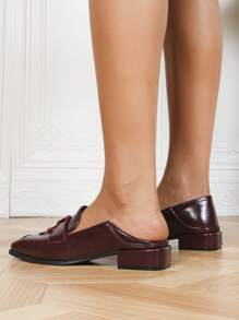 Damen Mode Fransen-Stil Plateau-Absatz Penny Loafers, Damen Metall-Schnallen-Dekor Quadratische Zehen Klassischer Britischer Schul-Stil Slip-On Flats, Damen vielseitige weiche Leder Weiche Sohle Lässig Pendler Arbeit Oxblutleder Schuhe, Damen Fransen-Stil Schwarze Lederschuhe