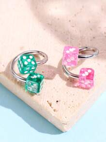 1 件时尚简约立方体设计耳钉，适合女性的时尚礼物 - 彩色 - 查看 7