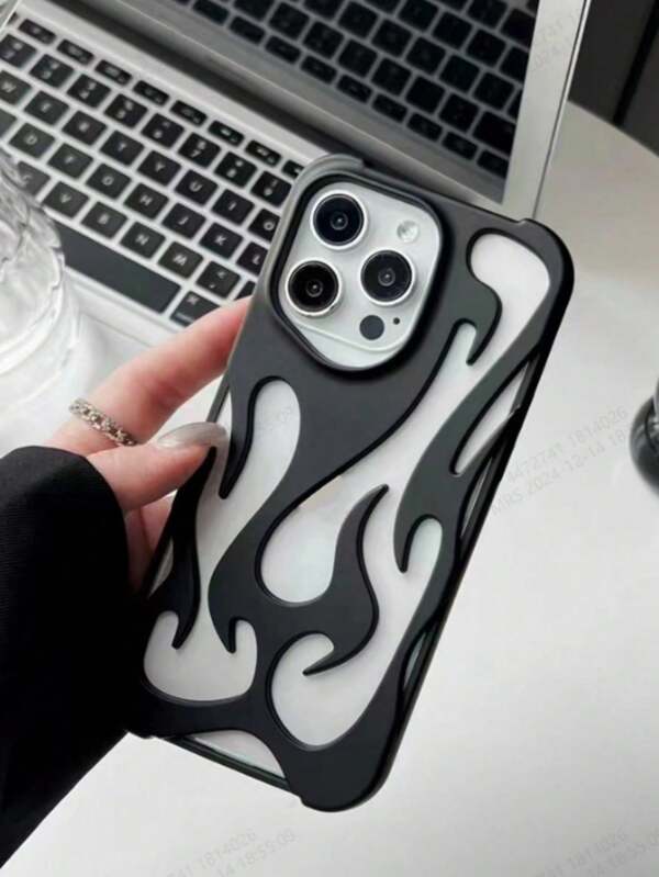 Neuer stilvoller silber matter Beschichtung coole Cut Out Flammen Muster Anti-Rutsch TPU Schutzhülle, kompatibel mit iPhone